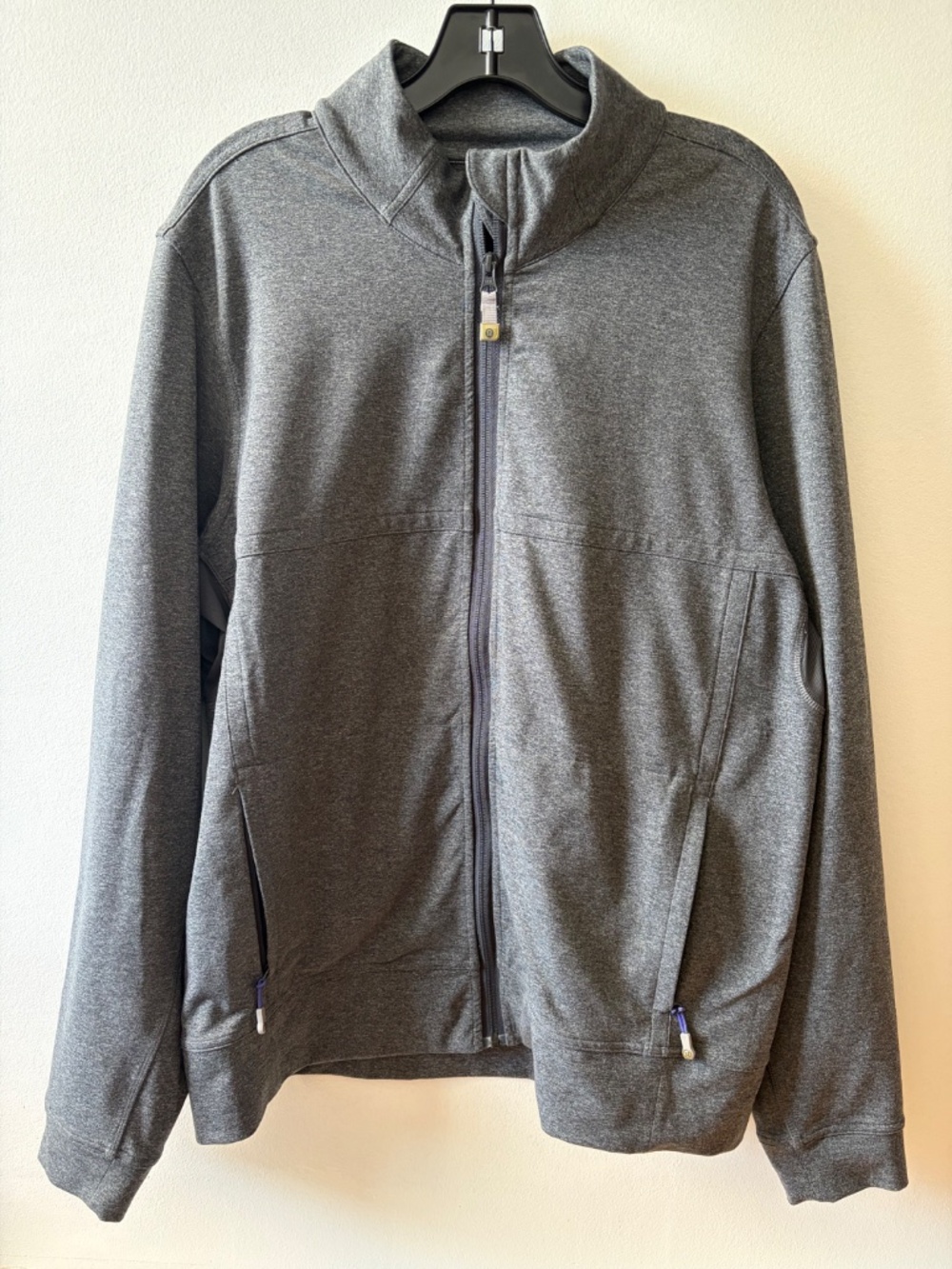 Lululemon Men's Charcoal Grey Full Zip Athletic Track Jacket - Size L